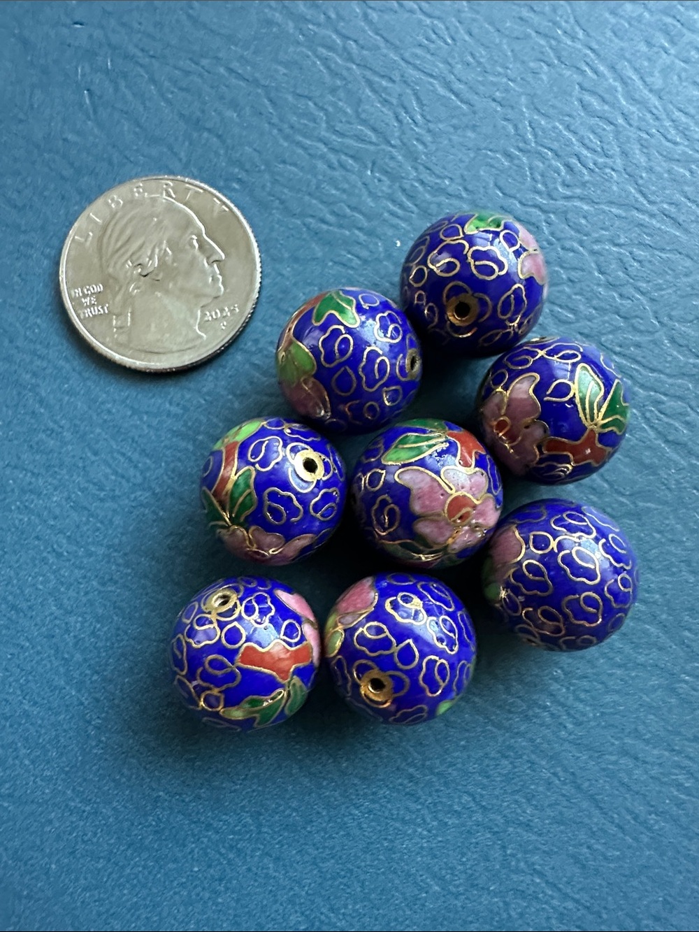 Vintage LARGE Blue Cloisonné beads bundle